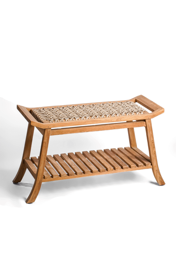 Rope Top Teak Bench